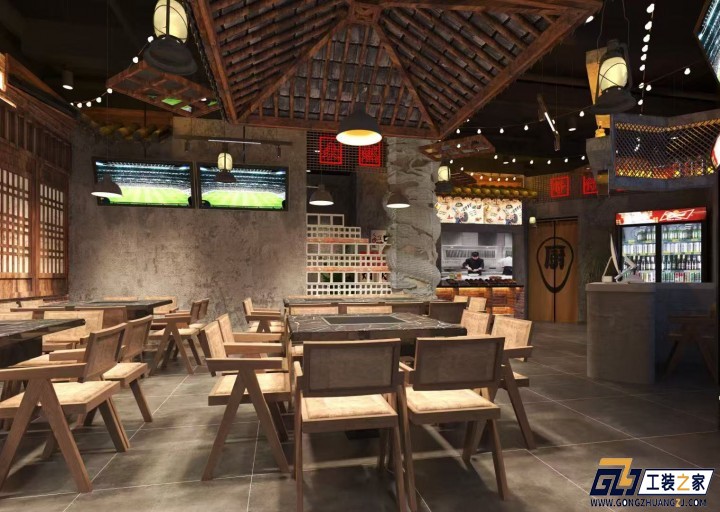 西安西安燒烤店設(shè)計效果圖案例分享裝修案例